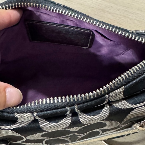 Coach Poppy Signature Pleated Crossbody Bag in Black/Grey Metallic Silver - Picture 5 of 11